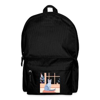 Blue Cat by Window Afternoon - Backpack - black - Front