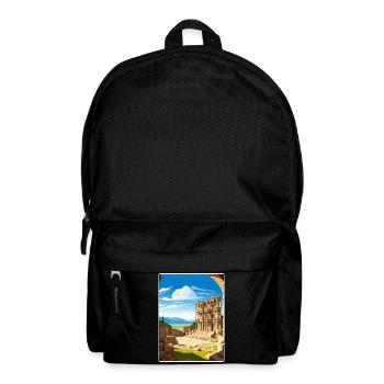 Ephesus Turkey Travel Poster Souvenir Painting WPA - Backpack - black - Front