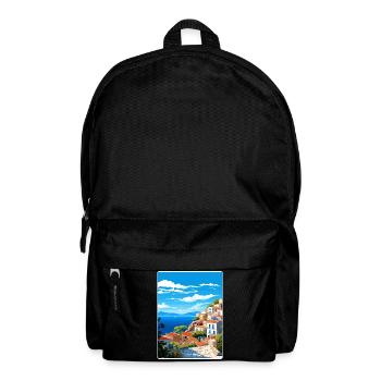 Hydra Greece Travel Poster Souvenir Postcard Paint - Backpack - black - Front