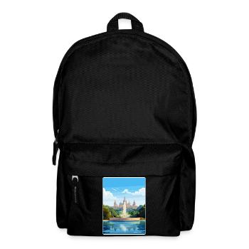 Barcelona Spain Travel Poster Souvenir Paint WPA - Backpack - black - Front
