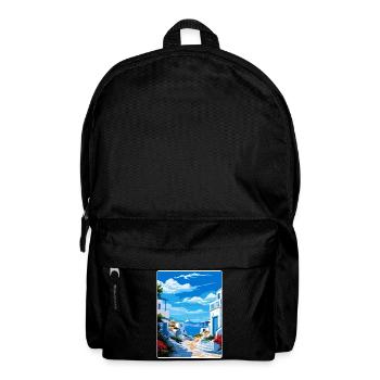 Milos Grèce Affiche de voyage Souvenir Carte Postale Peinture - Sac à dos - noir - Devant