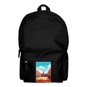 Madrid Spain Travel Poster Souvenir Postcard Paint - Backpack - black - Front
