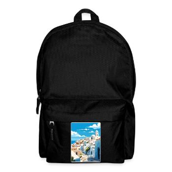 Patmos Grèce Grec Vintage Voyage Poster Souvenir - Sac à dos - noir - Devant