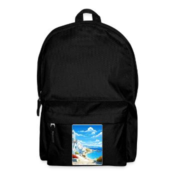 Paros Grèce Affiche de voyage Peinture de carte postale souvenir - Sac à dos - noir - Devant