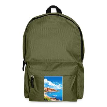 Peloponnese Travel Poster Souvenir Postcard Paint - Backpack - olive green - Front