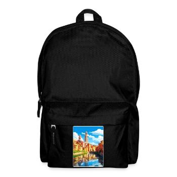 Girona Spain Travel Poster Souvenir Postcard Paint - Backpack - black - Front