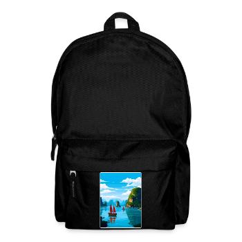 Baie d’Ha Long îles du Vietnam Affiche de voyage souvenir - Sac à dos - noir - Devant