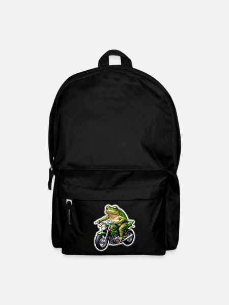 Frog on motorcycle - Backpack - black