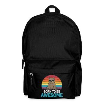 Teddy Bär Spruch Born to be Awesome - Rucksack - Schwarz - Vorne