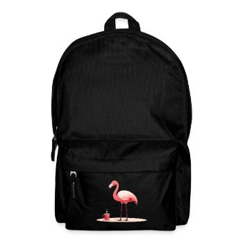 Flamingo drinks coffee - Backpack - black - Front