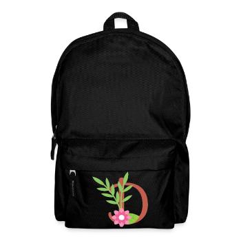 Elegant letter 'D' with flowers - Sac à dos - noir - Devant