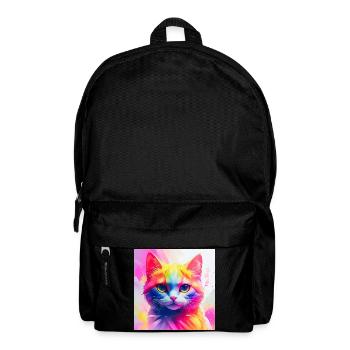 Vibrant Rainbow Cat Artwork - Backpack - black - Front