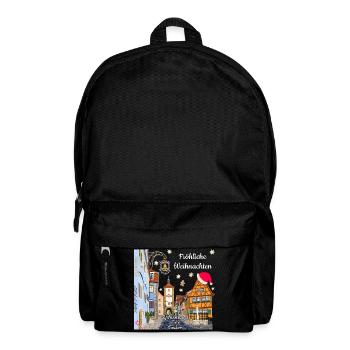 Rothenburg ob der Tauber, Fröhliche Weihnachten - Rucksack - Schwarz - Vorne