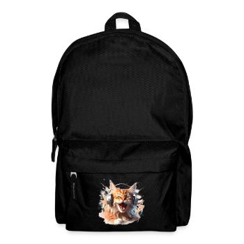 Schreiende DJ Katze mit Kopfhörer Musik Haustier - Rucksack - Schwarz - Vorne