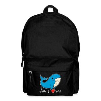 "I whale love you" Funny blue whale. - Backpack - black - Front
