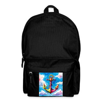 Bunt aquarellierter Anker im Himmel - Rucksack - Schwarz - Vorne