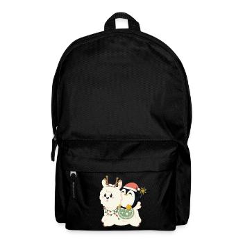 Alpaca and penguin celebrate Christmas - Backpack - black - Front