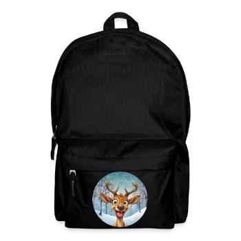 Happy winter reindeer in the winter forest - Backpack - black - Front