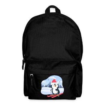 Kleiner Pinguin fährt Ski - Rucksack - Schwarz - Vorne