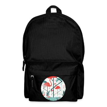 Flamingo Illustration in Tropical Environment - Backpack - black - Front