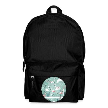Flamingo Illustration in Tropical Environment - Backpack - black - Front