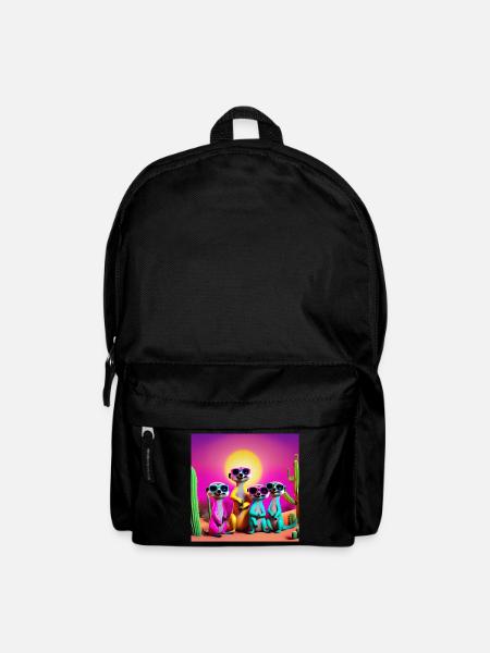 Erdmännchen, Erdmännchenfamilie, Erdmännchen-Humor - Rucksack - Schwarz