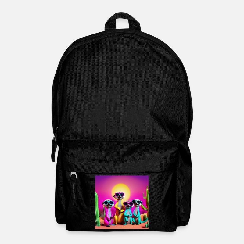 Erdmännchen, Erdmännchenfamilie, Erdmännchen-Humor - Rucksack - Schwarz