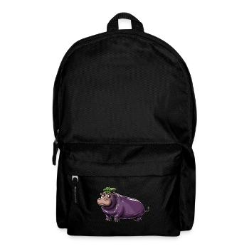 Hippopotamus Eggplant Funny Animal and Vegetable Motif - Backpack - black - Front