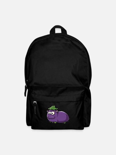 Nilpferd Aubergine Lustiges Tier und Gemüse Motiv - Rucksack - Schwarz