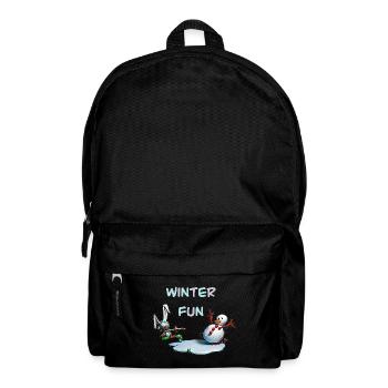 Winter Fun: Bunny and Snowman - Backpack - black - Front