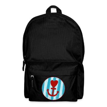 Anker Streifen Hamburg Liebe Herz Nordsee Ahoi Fan - Rucksack - Schwarz - Vorne