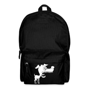 Kleiner weißer Hund und großes Maul - Rucksack - Schwarz - Vorne