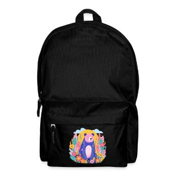 Bunter Bär im Blumengarten - Rucksack - Schwarz - Vorne