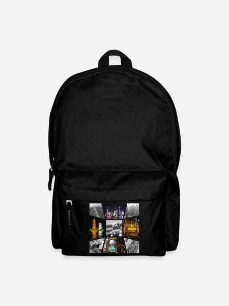 China Asien Collage Skyline Stadt Metropole Kunst - Rucksack - Schwarz