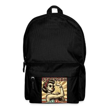 Strength Strong Cool Woman Rockabilly Gift - Backpack - black - Front