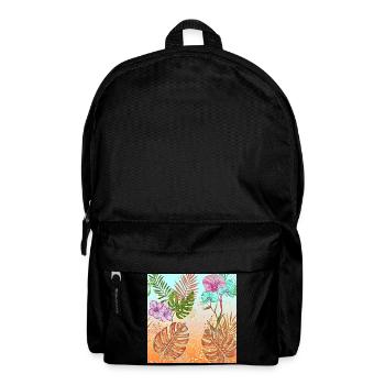 Monstera Tropisches Blumen und Blätter Muster - Rucksack - Schwarz - Vorne