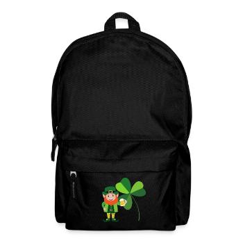 Leprechaun souriant devant un trèfle irlandais - Sac à dos - noir - Devant