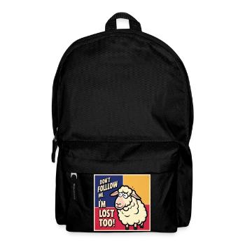 Sheep "Don t follow me - i m lost too!" - Backpack - black - Front