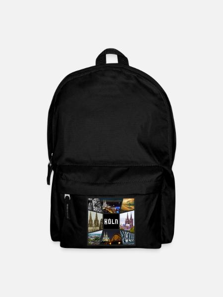 Köln Skyline Stadt Deutschland Collage Graffiti - Rucksack - Schwarz