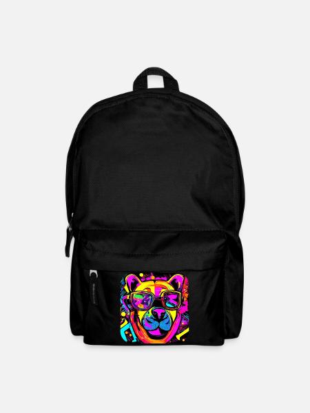 Neon Style Bear Neon Sign - Backpack - black