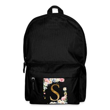 S Monogramm, Floral, personalisierbar - Rucksack - Schwarz - Vorne