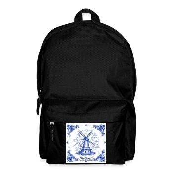 Delft blue windmill tile - Backpack - black - Front