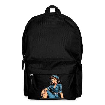 Pin Up Retro Stewardess Flugbegleiterin Geschenk - Rucksack - Schwarz - Vorne