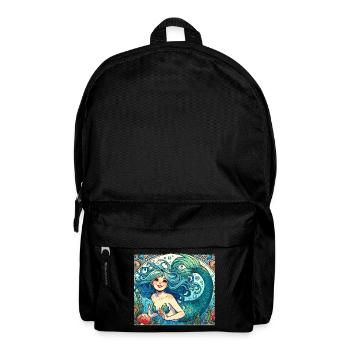 Sirène Sirène Cheveux Bleus Art Nouveau Cadeau - Sac à dos - noir - Devant