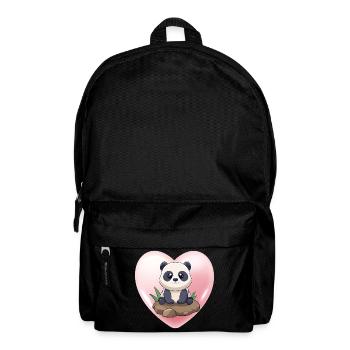 Cute Baby Panda Sitting on a Rock (v02 Heart) - Backpack - black - Front