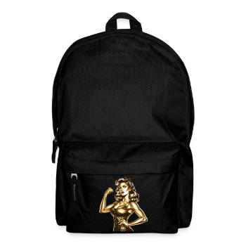 Strong Cool Woman Rockabilly Style Gold Gift - Backpack - black - Front