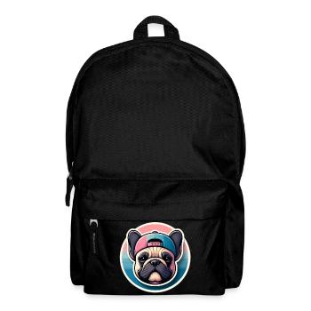 Französische Bulldogge mit Kappe in Pastellfarben - Rucksack - Schwarz - Vorne