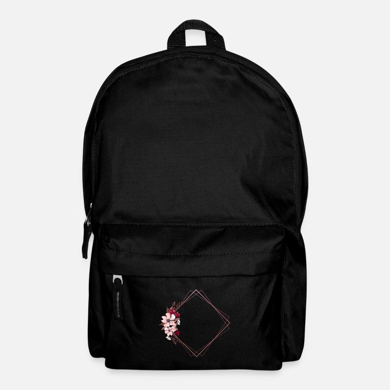 Flowers in Rectangular Frame / Pink Tones - Backpack - black