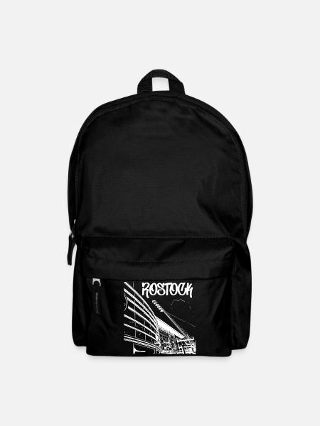 Rostock Skyline Stadionblick - Rucksack - Schwarz