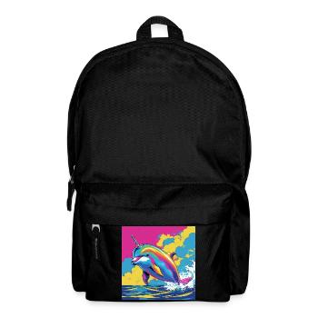 Pop Art Regenbogen Einhorn Delfin - Rucksack - Schwarz - Vorne